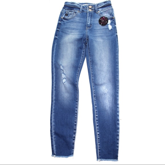 KanCan High Waist Frayed Distressed Ankle Jeans 1 - Picture 6 of 13